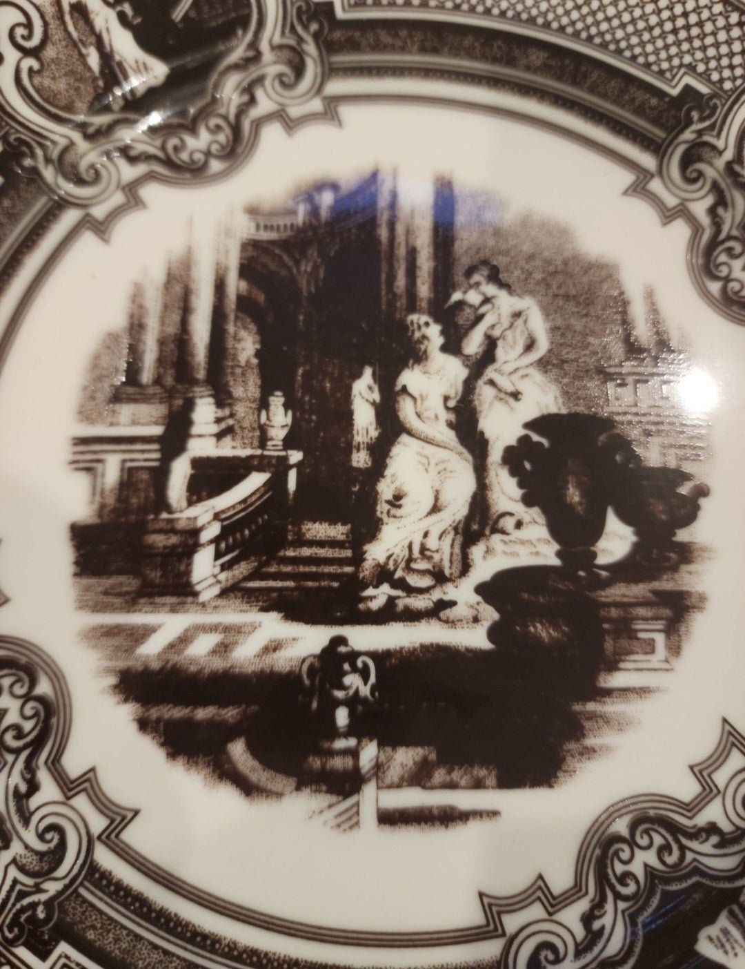 Two’s Company Brown Transferware Women & Urns Wall Hanging Plate - I Bought a Yard Sale