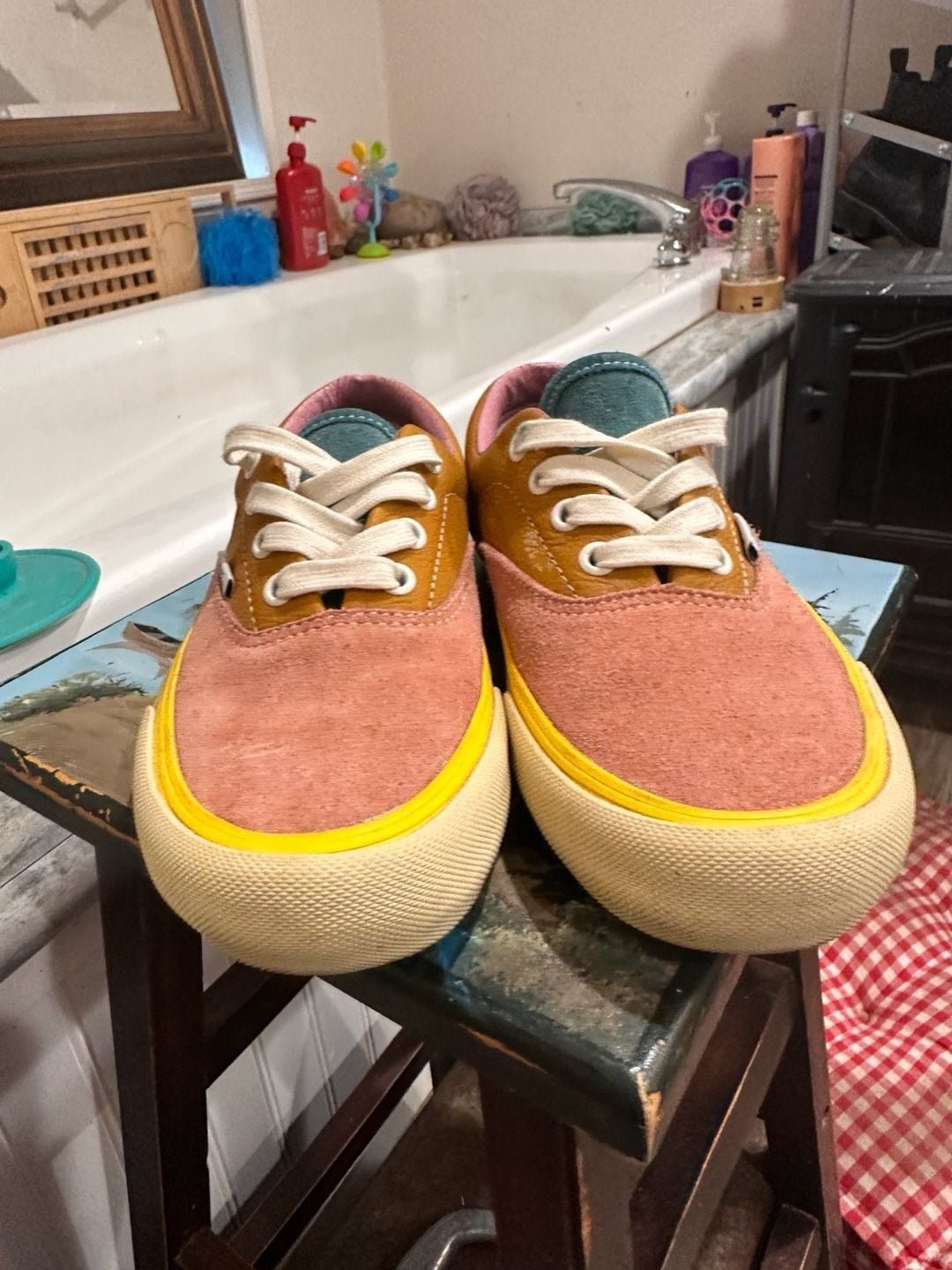 Vans Vault Era VLT LX Suede and Leather Colorblock Sneakers - Rose/Orange/Blue - I Bought a Yard Sale