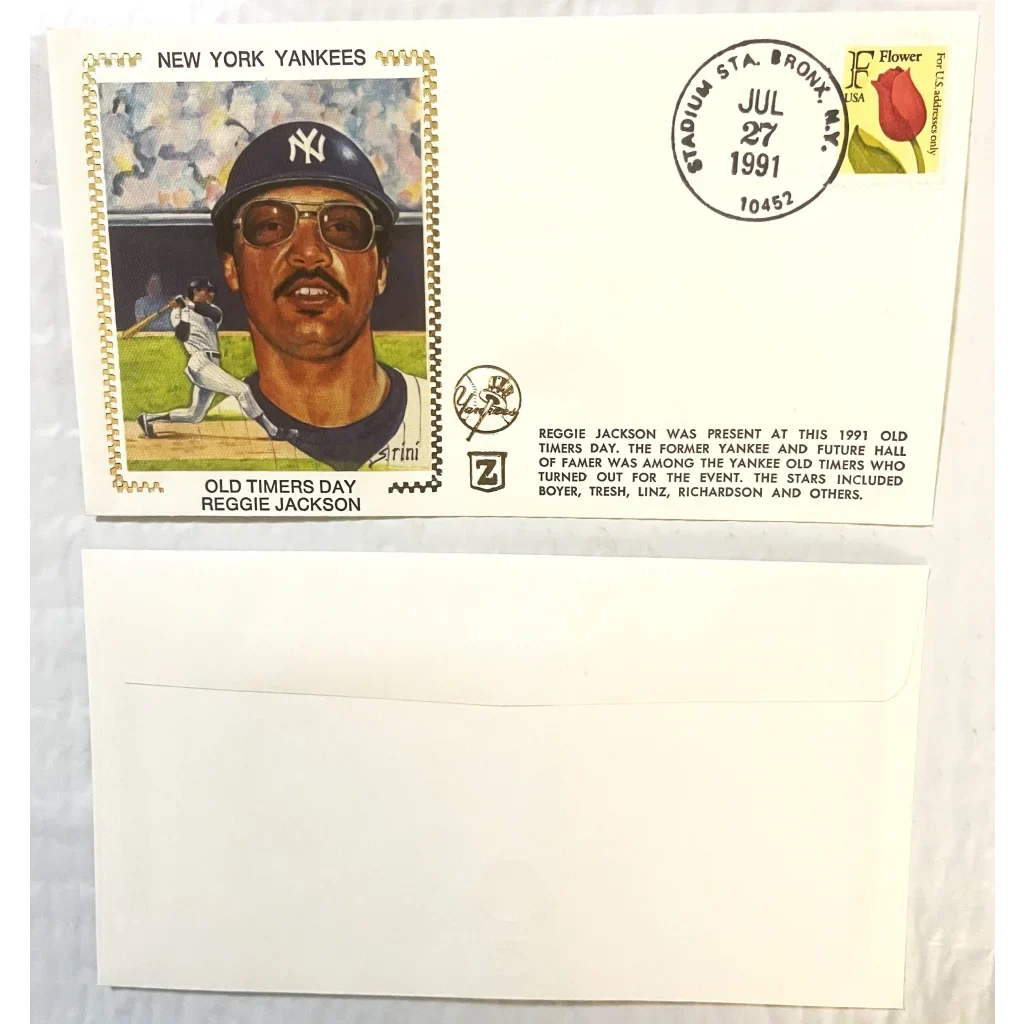 Vintage 1991 Reggie Jackson Gold Embossed Yankees Collectible Envelope