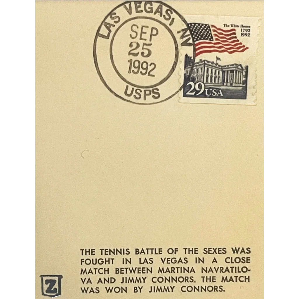Vintage 1992 Battle of the Sexes Embossed Stamped Envelope | Navratilova vs Connors