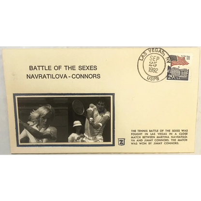 Vintage 1992 Battle of the Sexes Embossed Stamped Envelope | Navratilova vs Connors