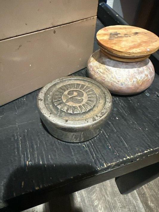 Vintage 2 Seer Iron Weight Old Rare Rustic Mercantile Measuring Scale - I Bought a Yard Sale
