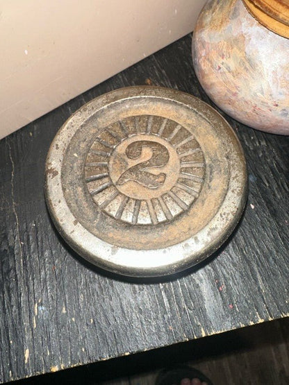 Vintage 2 Seer Iron Weight Old Rare Rustic Mercantile Measuring Scale - I Bought a Yard Sale