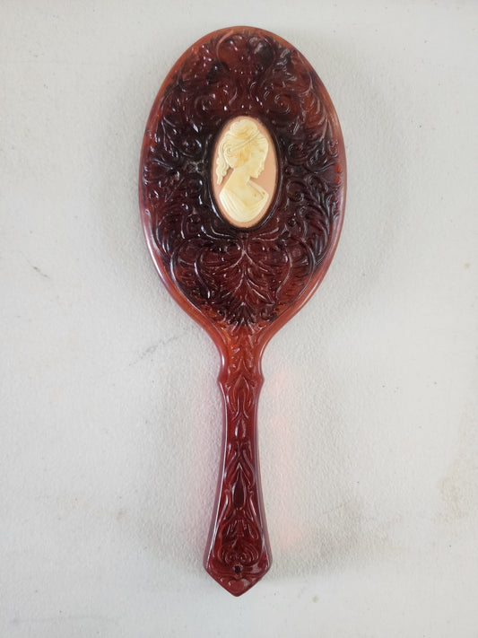 Vintage Avon Cameo Vanity Mirror 9.5" Celluloid Amber Color Tortoise Shell - I Bought a Yard Sale