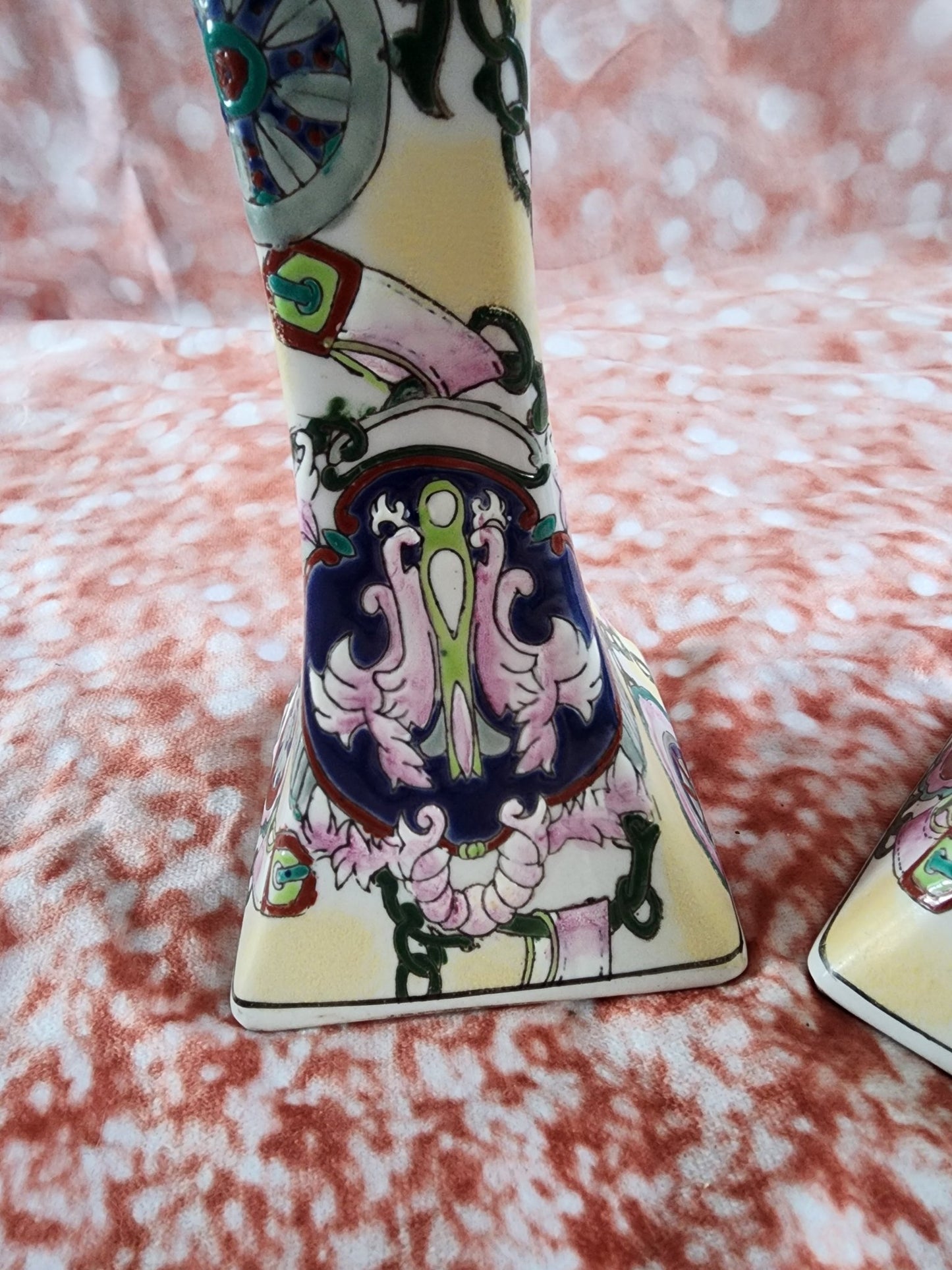 Vintage Capo Style Hand Painted Designer Candle Candlestick Holders 8.5" - I Bought a Yard Sale