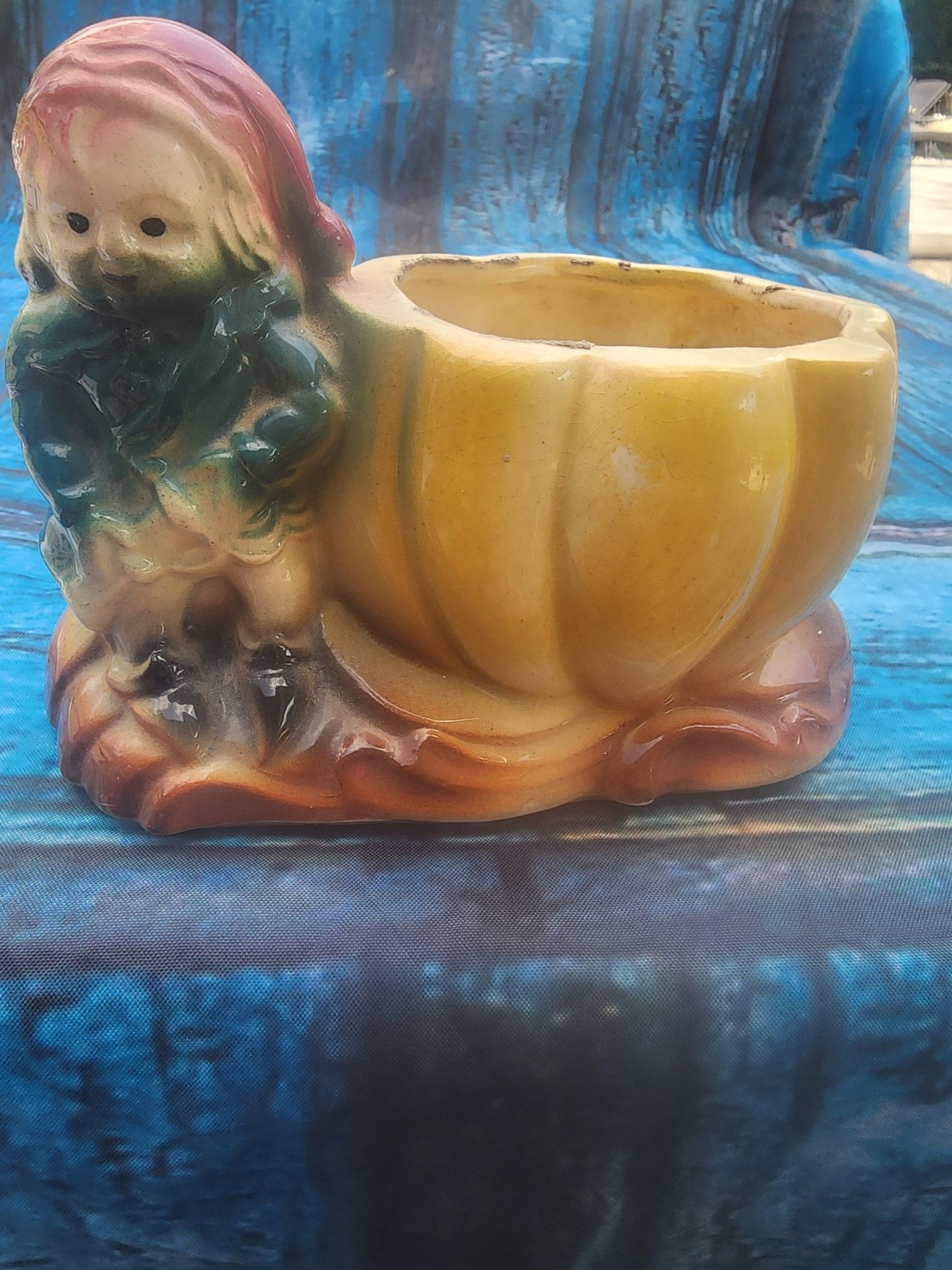 Vintage Ceramic Planter Fall gnome Pumpkin 1950s - I Bought a Yard Sale