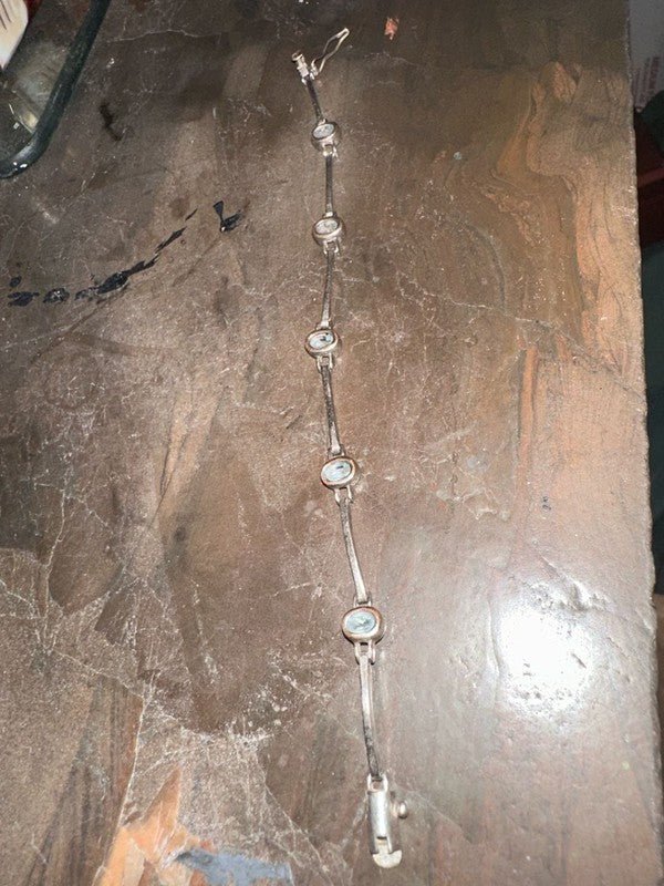 Vintage Dee Berkley 925 Sterling Silver and Blue Topaz Bar Link Bracel - I Bought a Yard Sale
