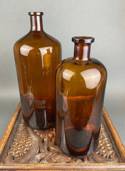 Vintage, Extra Large Apothecary Bottles. Italian, Boric Acid & Sodium Bicarbonate Jars with Brass Caps. Set of Two Apothecary Jars. - I Bought a Yard Sale