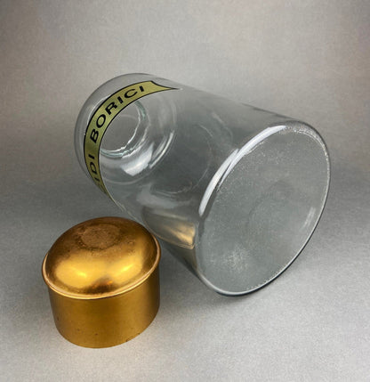 Vintage, Extra Large Apothecary Bottles. Italian, Boric Acid & Sodium Bicarbonate Jars with Brass Caps. Set of Two Apothecary Jars. - I Bought a Yard Sale