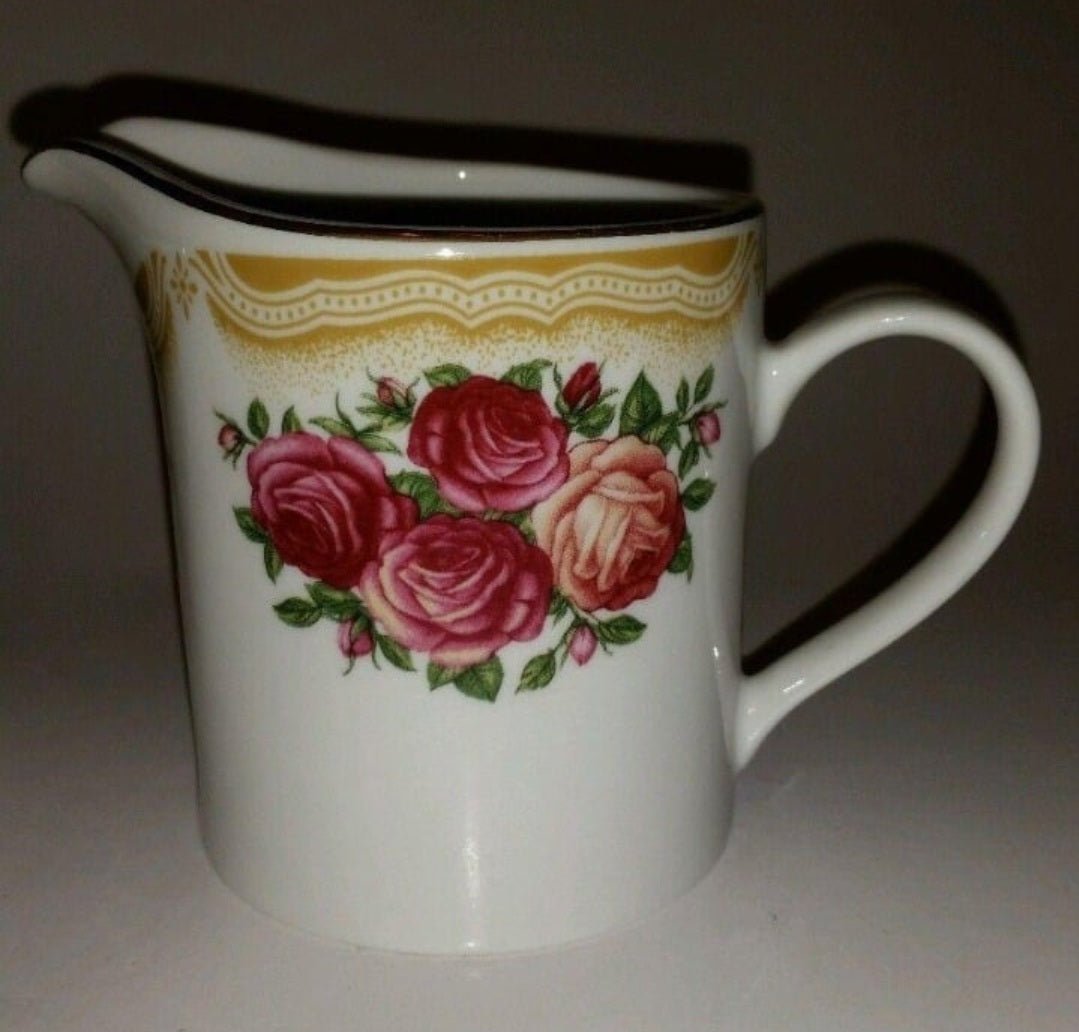 Vintage Farberware China Sydney Roses Sugar Bowl and Creamer Set - Good Condition - I Bought a Yard Sale
