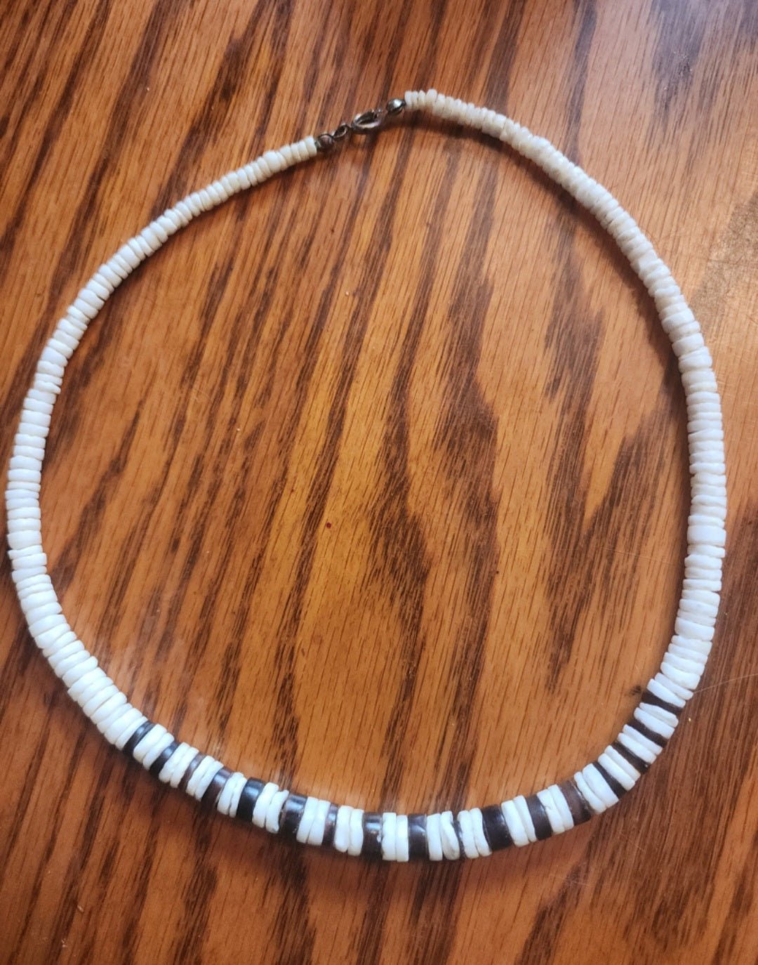 Vintage Hawaiian White & Black Puka Shell Choker 17 inches - I Bought a Yard Sale