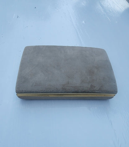 Vintage Mele Style Gray Velvet Jewelry Box - Rings, Earrings, Necklace Storage - I Bought a Yard Sale