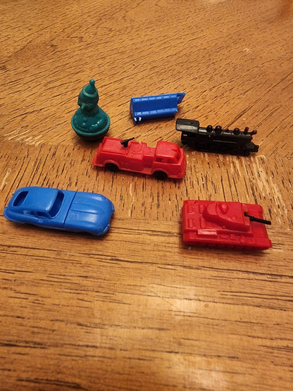Vintage Miniature plastic toys jaguar, firetruck, train, tank & Roly Poly Clown - I Bought a Yard Sale