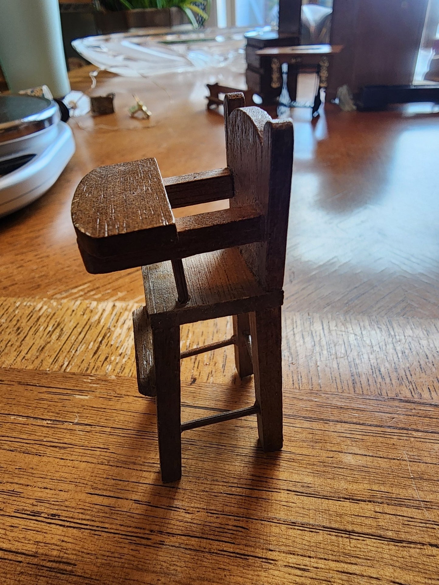 Vintage Miniature Wooden Highchair for dollhouse - I Bought a Yard Sale