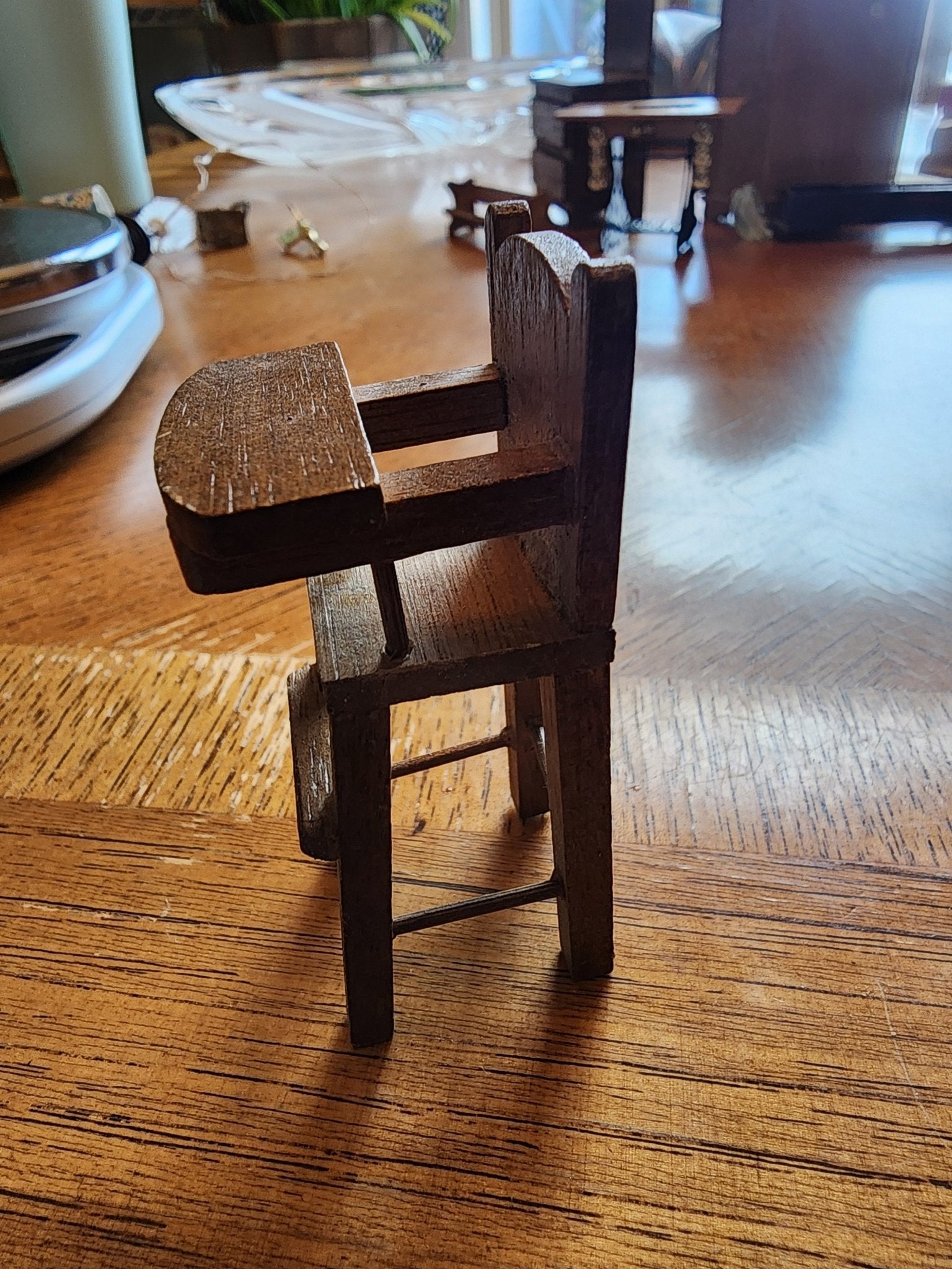 Vintage Miniature Wooden Highchair for dollhouse - I Bought a Yard Sale