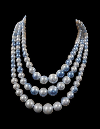 Vintage Multi - strand light Blue ombre faux Pearls - I Bought a Yard Sale