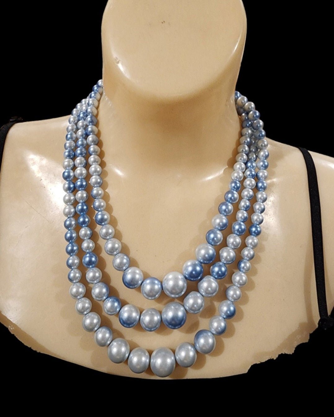 Vintage Multi - strand light Blue ombre faux Pearls - I Bought a Yard Sale