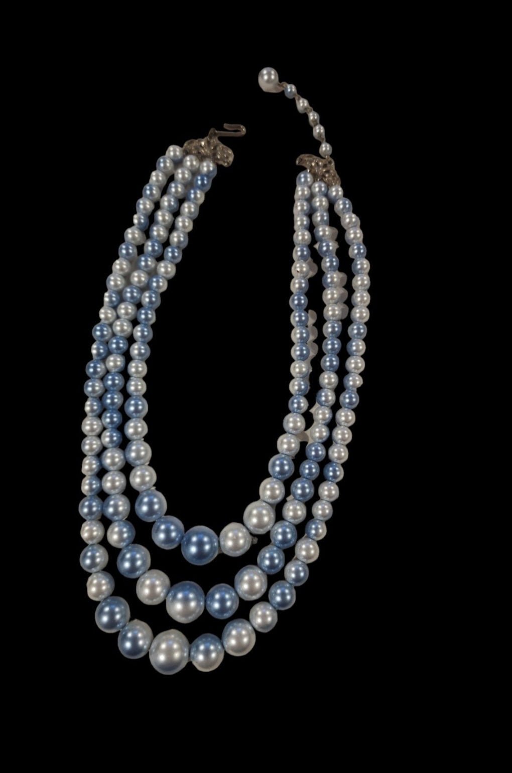 Vintage Multi - strand light Blue ombre faux Pearls - I Bought a Yard Sale