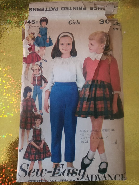 Vintage Pattern 3038 Sew - easy Advance Pattern's Girl's size 8 - I Bought a Yard Sale