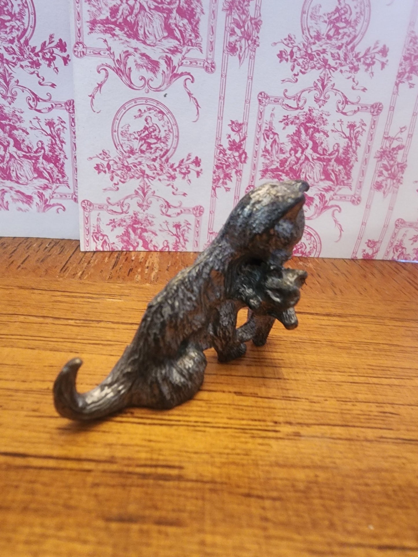 Vintage Pewter Kitty Cat With Kitten figurine - I Bought a Yard Sale