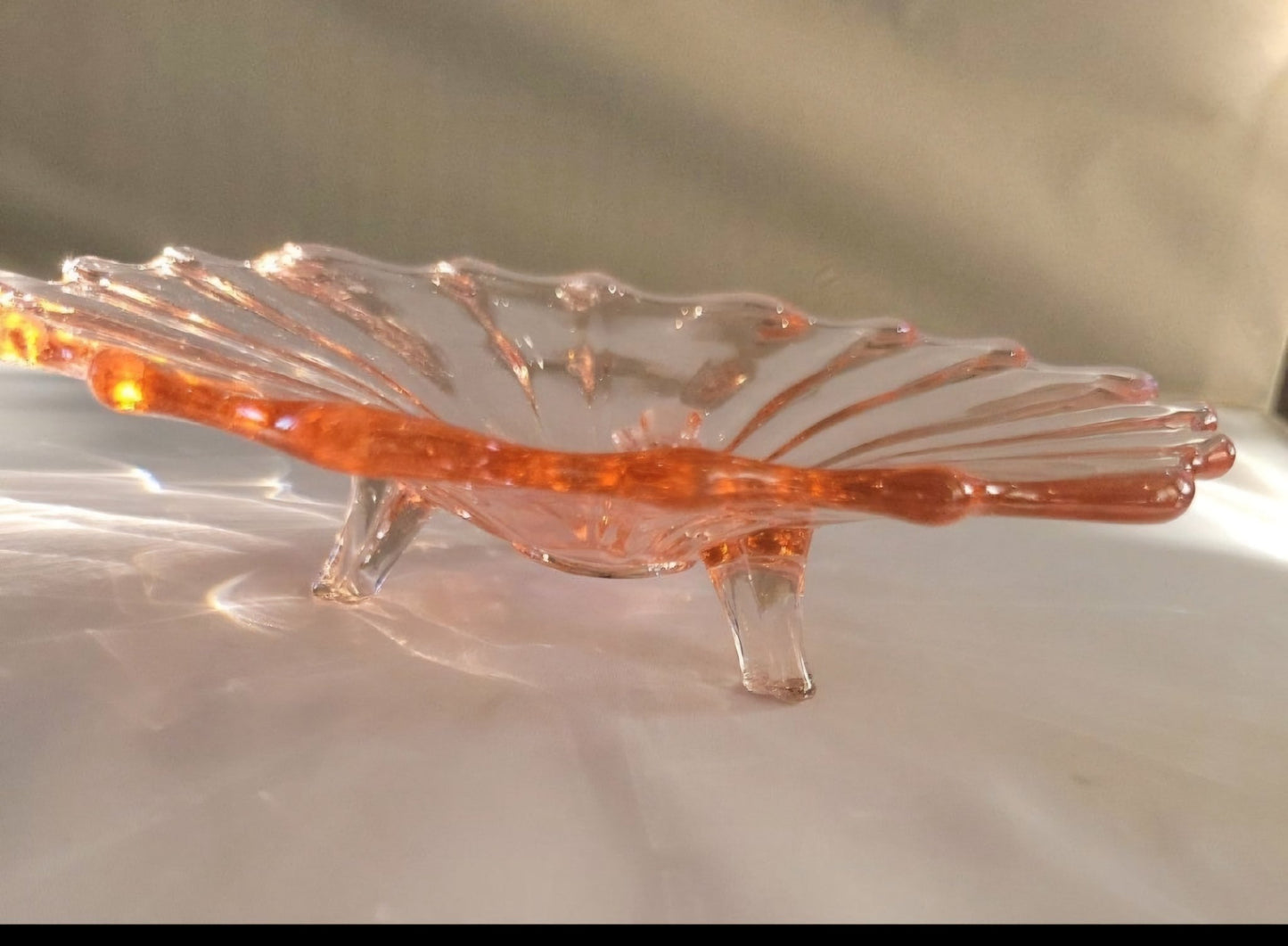 Vintage Pink Depression Glass Dish Three Footed Pink 7” x 2” Tall - I Bought a Yard Sale
