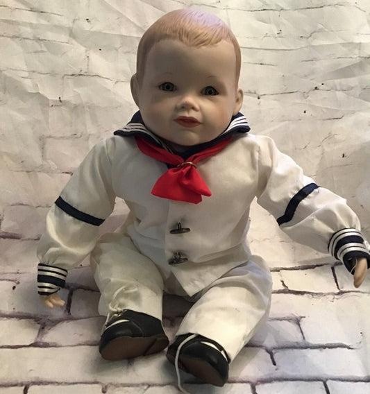 Vintage Porcelain Matthew Sailor Baby Boy Doll - I Bought a Yard Sale