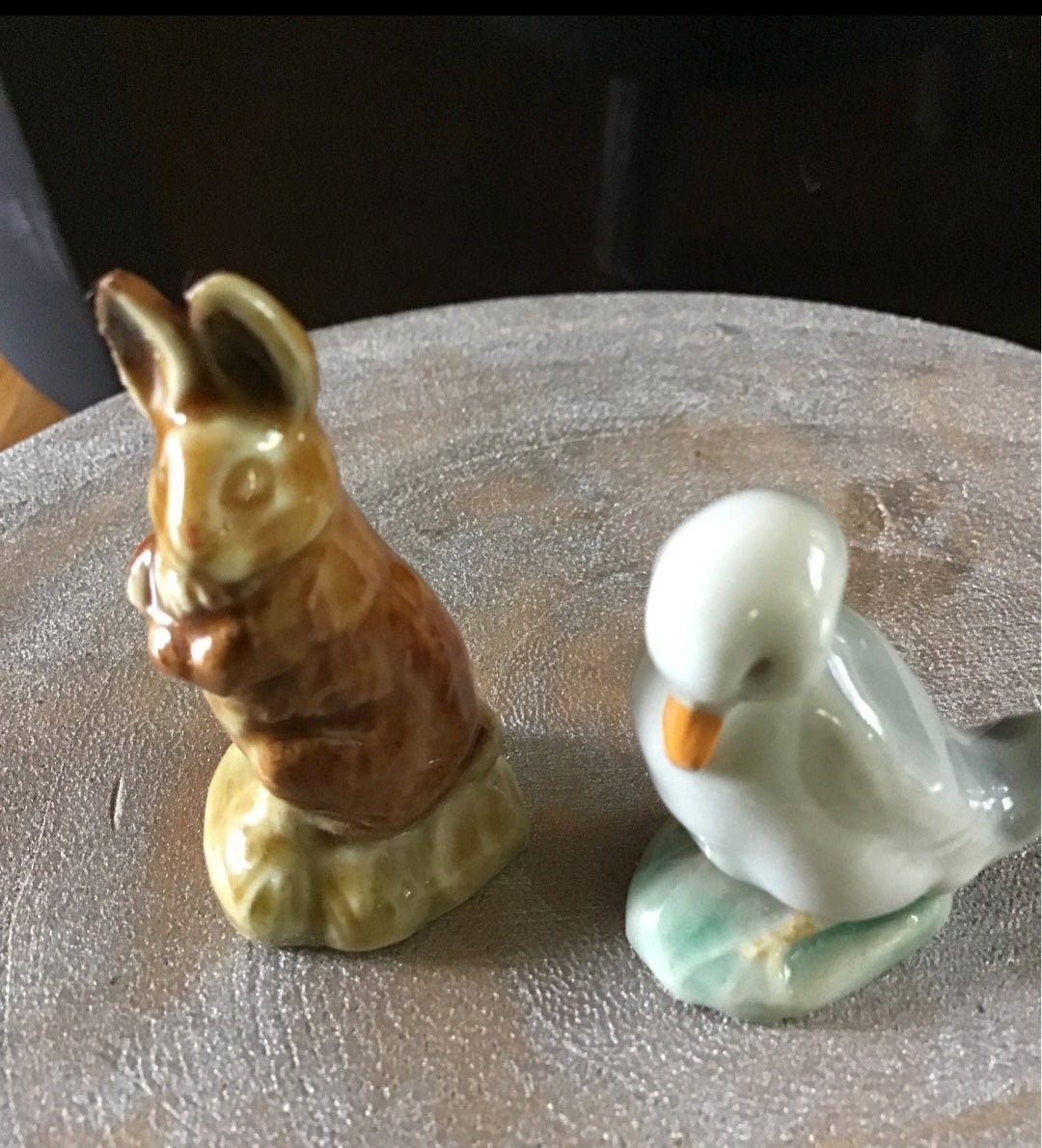 Vintage porcelain minature statues rabbit duck - I Bought a Yard Sale