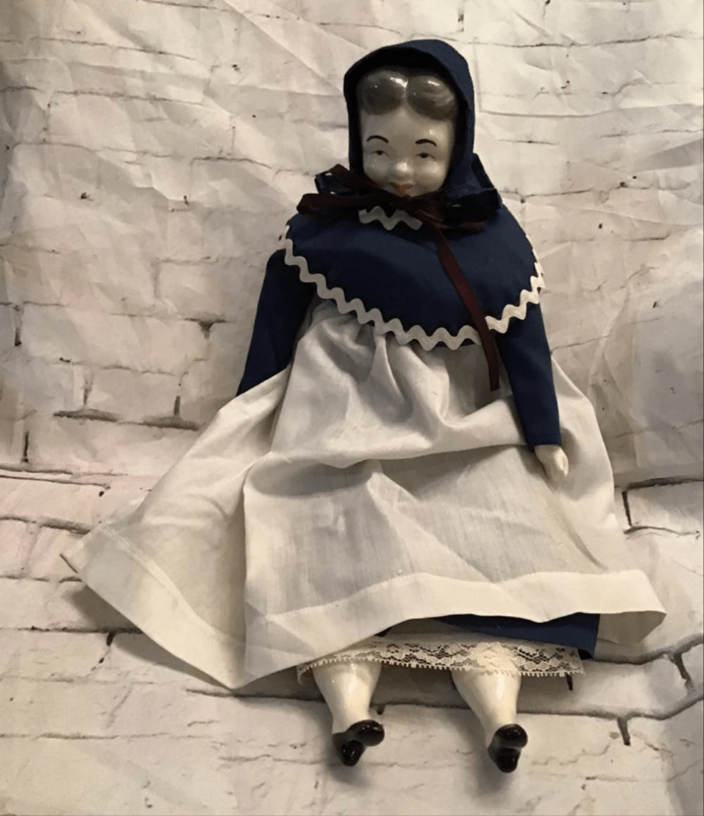 Vintage Porcelain Pilgrim doll. 16" - I Bought a Yard Sale