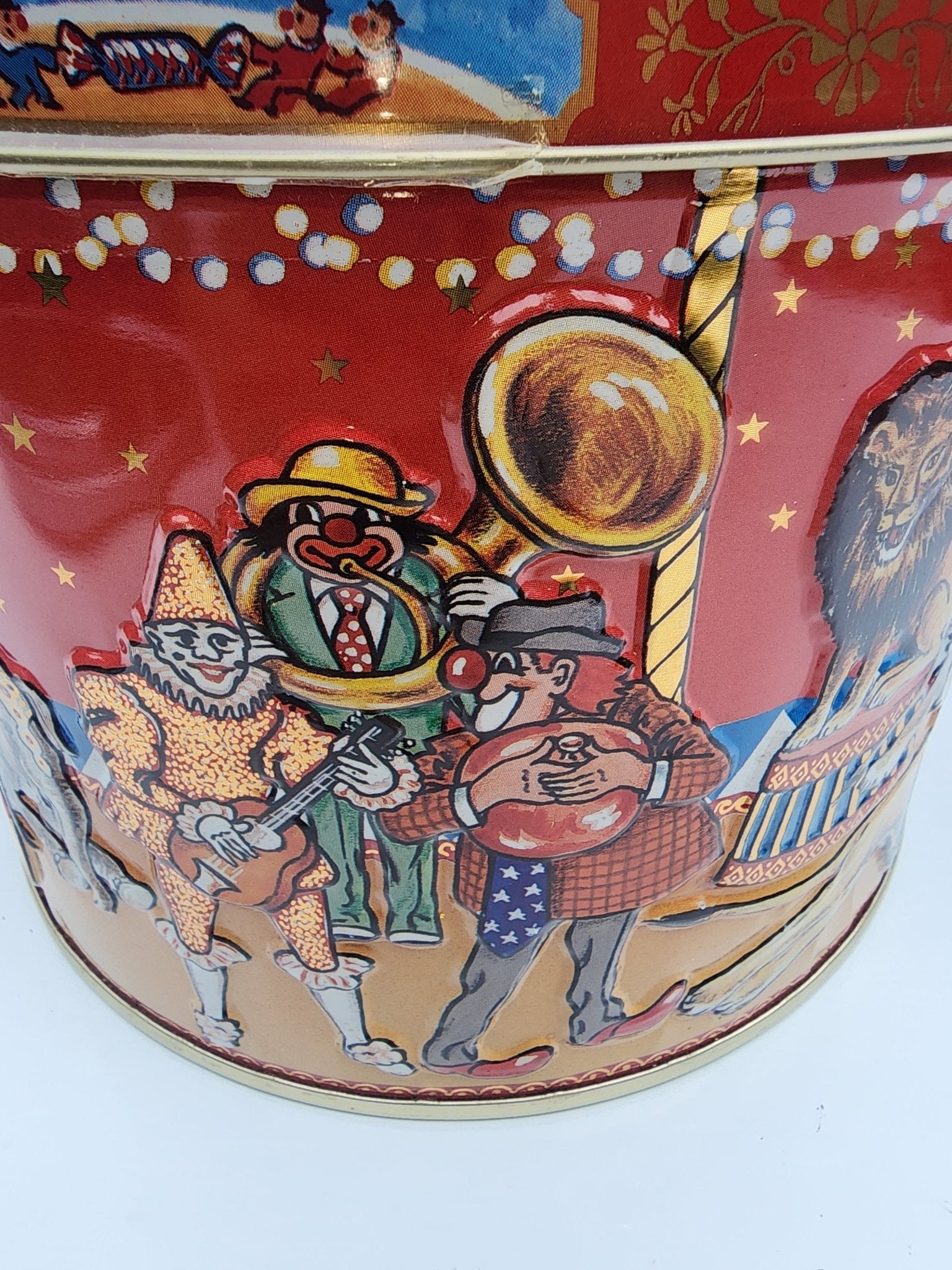 Vintage Poul Friis Big Top Circus Empty Cookie Tin Featuring Elephants, Horses, Monkeys & Lions - I Bought a Yard Sale