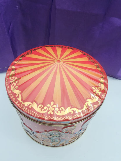 Vintage Poul Friis Big Top Circus Empty Cookie Tin Featuring Elephants, Horses, Monkeys & Lions - I Bought a Yard Sale