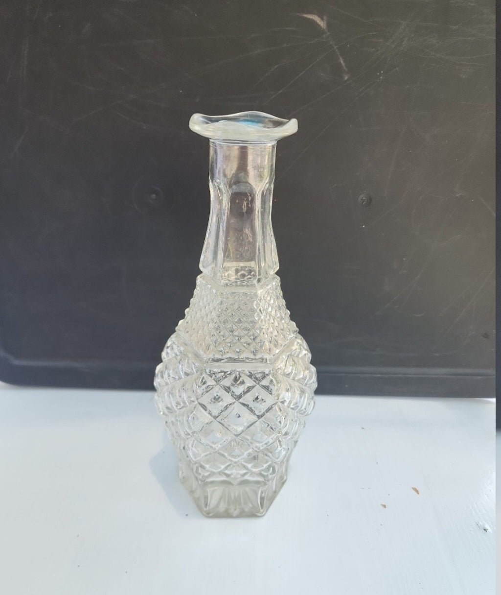 Vintage Pressed Glass Wine Decanter no Stopper - I Bought a Yard Sale