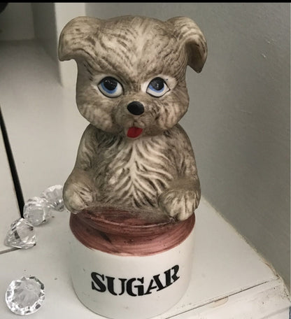 Vintage Retro Whimsy Ceramic Dog in a sugar bowl bell - I Bought a Yard Sale