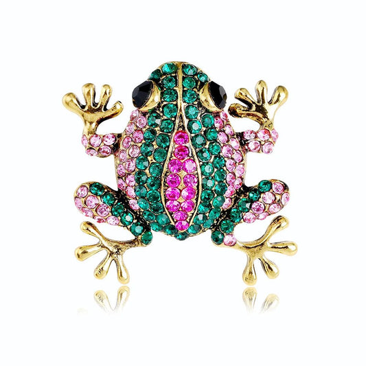 Vintage Rhinestone Frog Brooch Pin - Cute Animal Jewelry - I Bought a Yard Sale