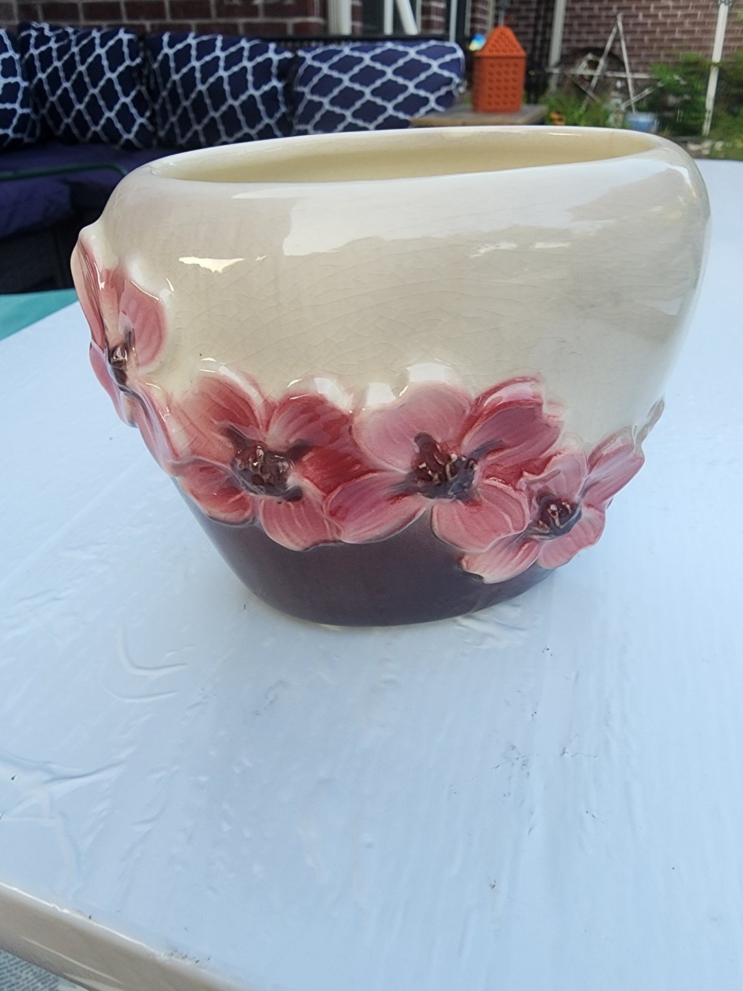 Vintage Royal Copley Dogwood Flower planter vase 1940s - I Bought a Yard Sale