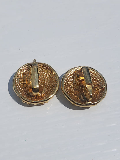 Vintage Sarah Coventry Gold Tone Textured Clip - On Earrings. Button style with a unique nugget texture. Excellent condition." - I Bought a Yard Sale