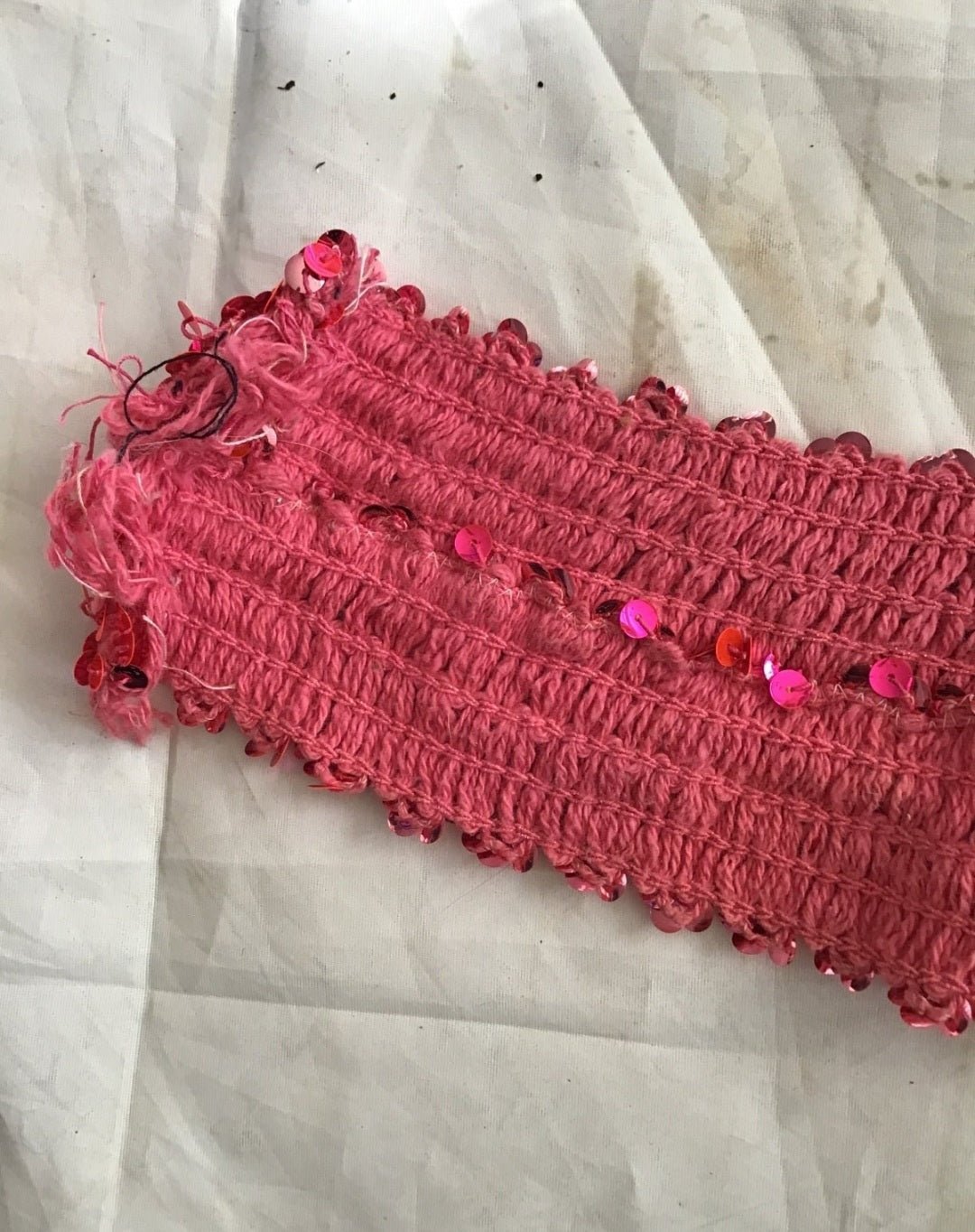 Vintage Sequin belt with lots of stretch neon pink & green - I Bought a Yard Sale