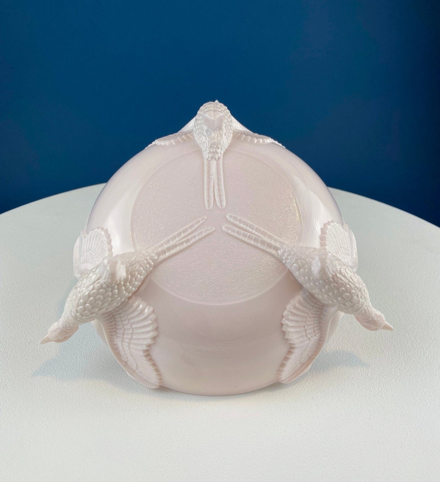 Vintage Shell Pink Jeanette Milk Glass Divided Serving Platter. Stunning 3 - d Feather Motif. 6 Section Bowl. Appetizers Condiments Fruit. - I Bought a Yard Sale