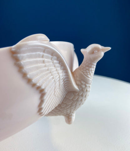 Vintage Shell Pink Jeanette Milk Glass Divided Serving Platter. Stunning 3 - d Feather Motif. 6 Section Bowl. Appetizers Condiments Fruit. - I Bought a Yard Sale