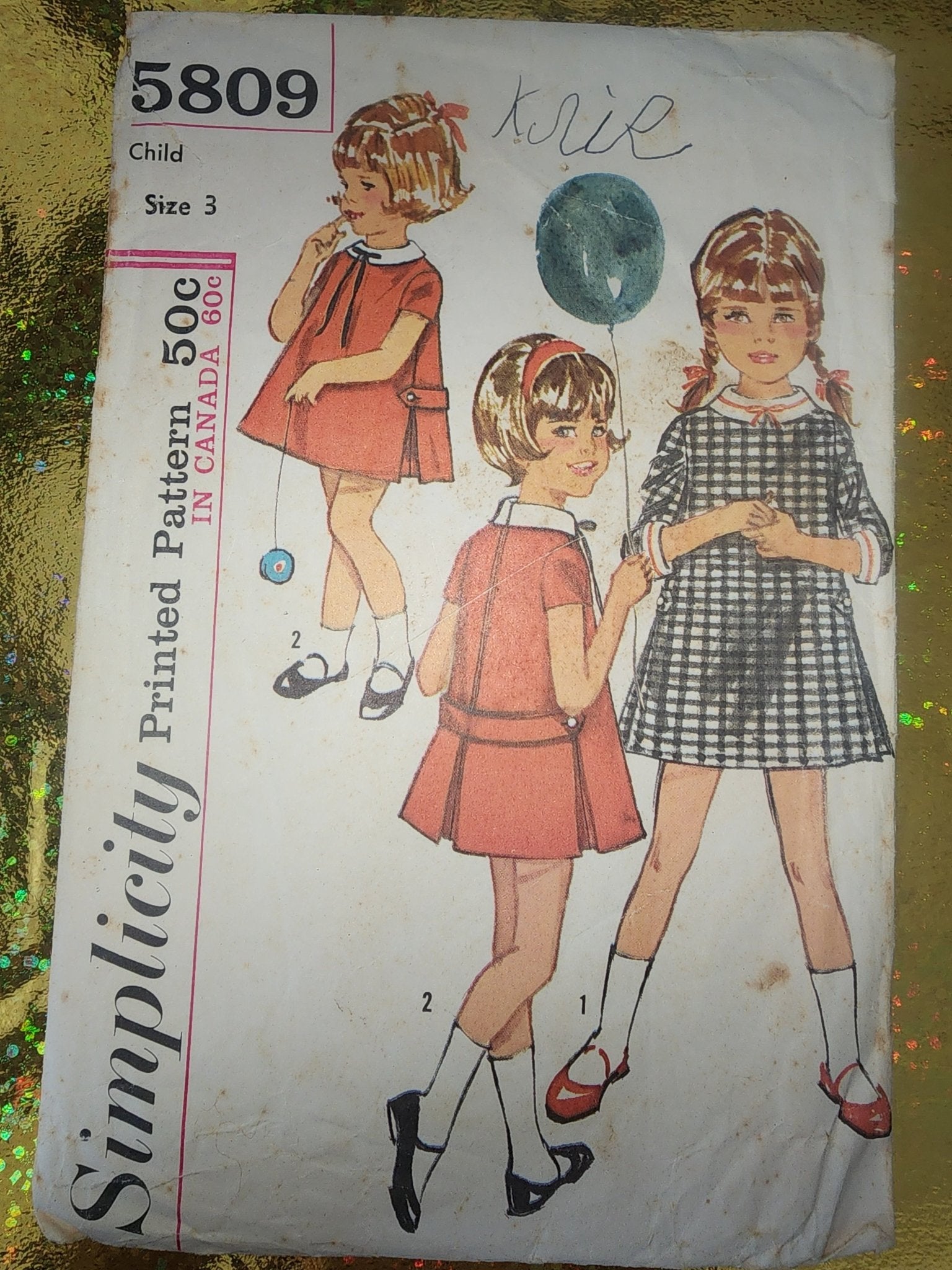 Vintage Simplicity 5809 child size 3 dress cut pattern - I Bought a Yard Sale