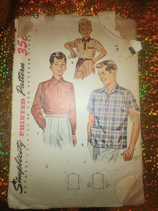 Vintage Simplicity Pattern 4543 Boys shirt 1950's size 4 - I Bought a Yard Sale