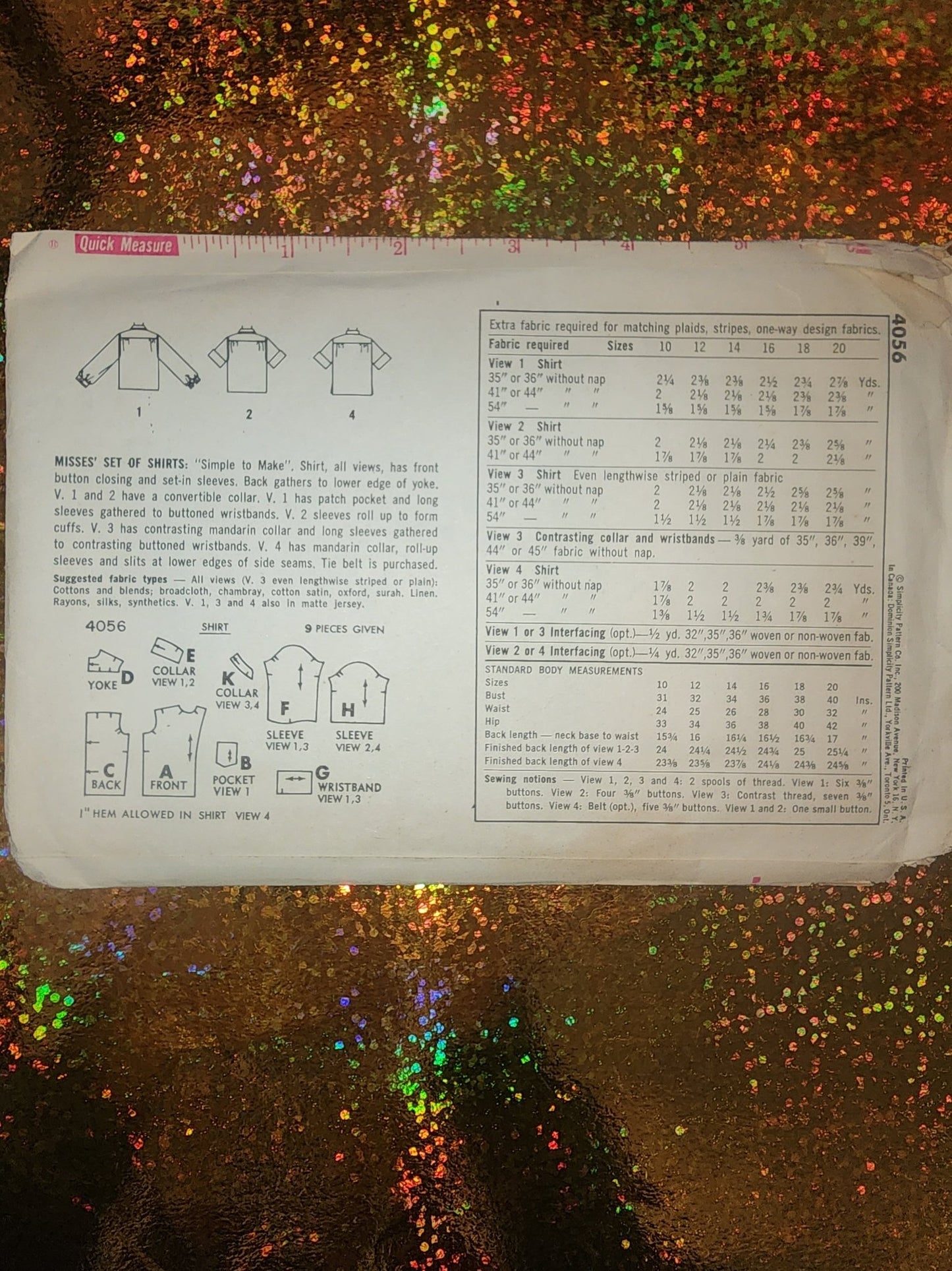 Vintage Simplicity Pattern set of blouses size 12 BUST 33 - I Bought a Yard Sale