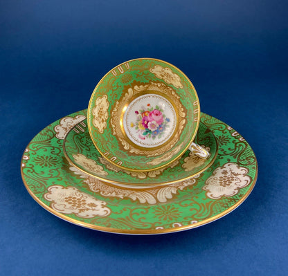 Vintage Staffordshire Tea Trio: Green, Gold, and Pink Porcelain Set - I Bought a Yard Sale
