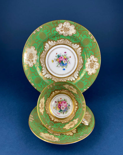 Vintage Staffordshire Tea Trio: Green, Gold, and Pink Porcelain Set - I Bought a Yard Sale