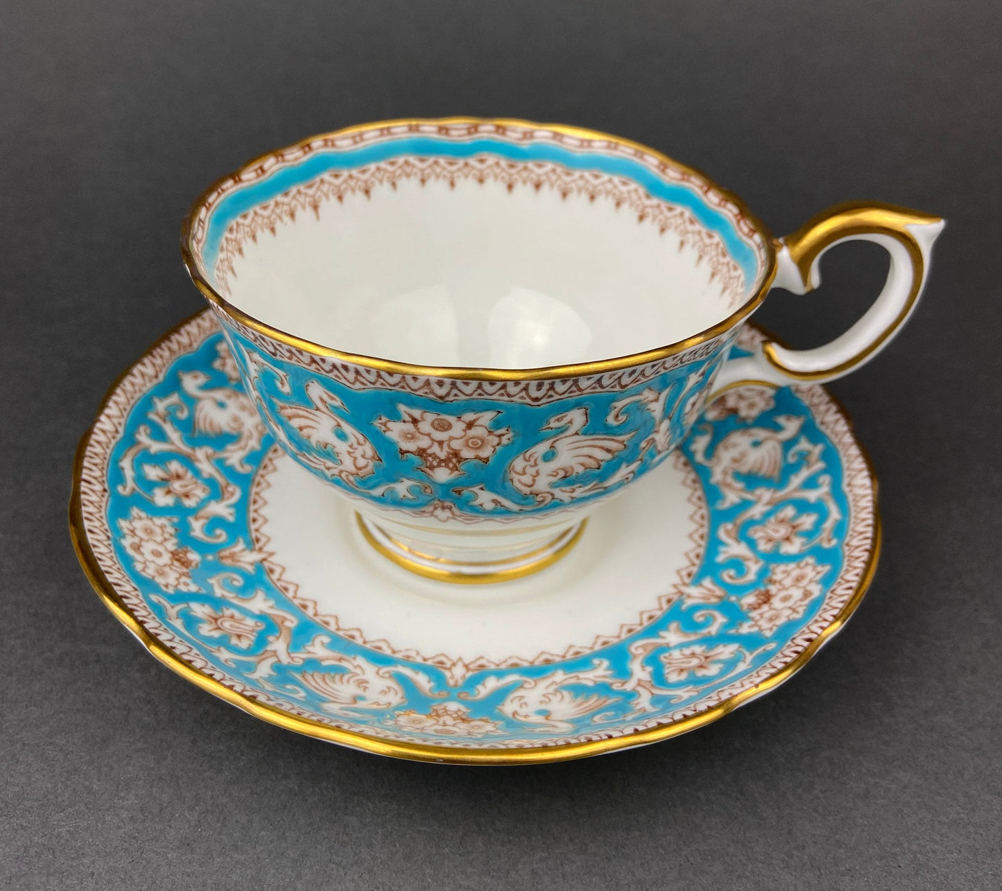 Vintage Tea Cup with Saucer. Royal Dover Fine Bone China. Floral Wreath Motif. Made in England. - I Bought a Yard Sale