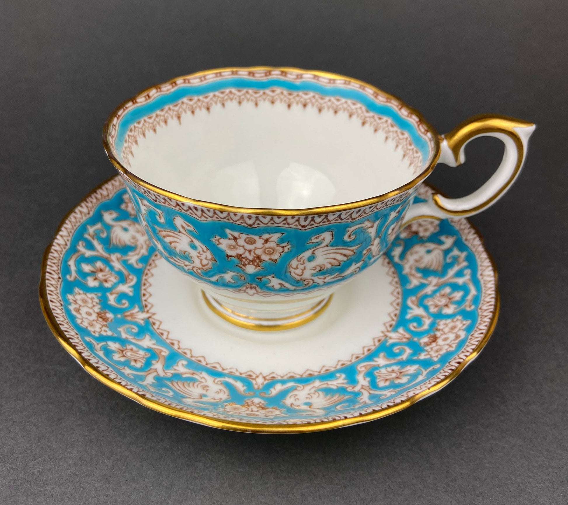 Vintage Tea Cup with Saucer. Royal Dover Fine Bone China. Floral Wreath Motif. Made in England. - I Bought a Yard Sale