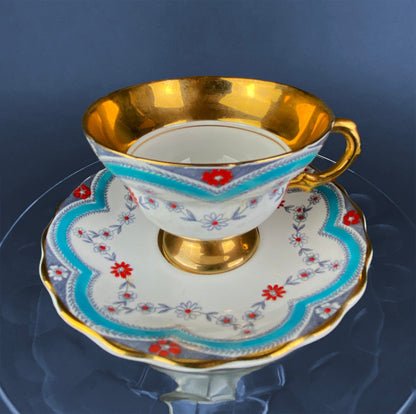 Vintage Tea Cup with Saucer. Royal Dover Fine Bone China. Floral Wreath Motif. Made in England. - I Bought a Yard Sale