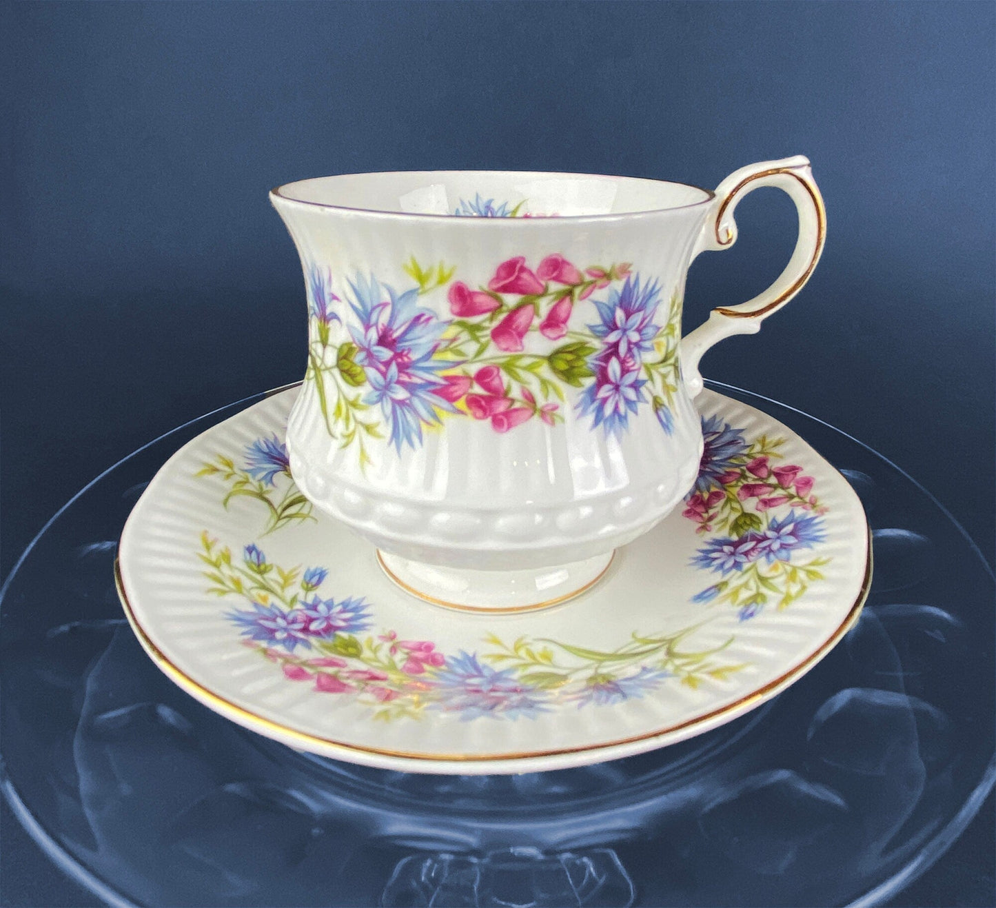 Vintage Tea Cup with Saucer. Royal Dover Fine Bone China. Floral Wreath Motif. Made in England. - I Bought a Yard Sale