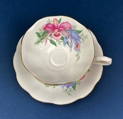 Vintage Tea/Coffee Cup and Saucer. Royal Albert Orchid Motif. Fine Bone China. Made in England. Collectibles. Replacements. - I Bought a Yard Sale