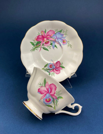 Vintage Tea/Coffee Cup and Saucer. Royal Albert Orchid Motif. Fine Bone China. Made in England. Collectibles. Replacements. - I Bought a Yard Sale