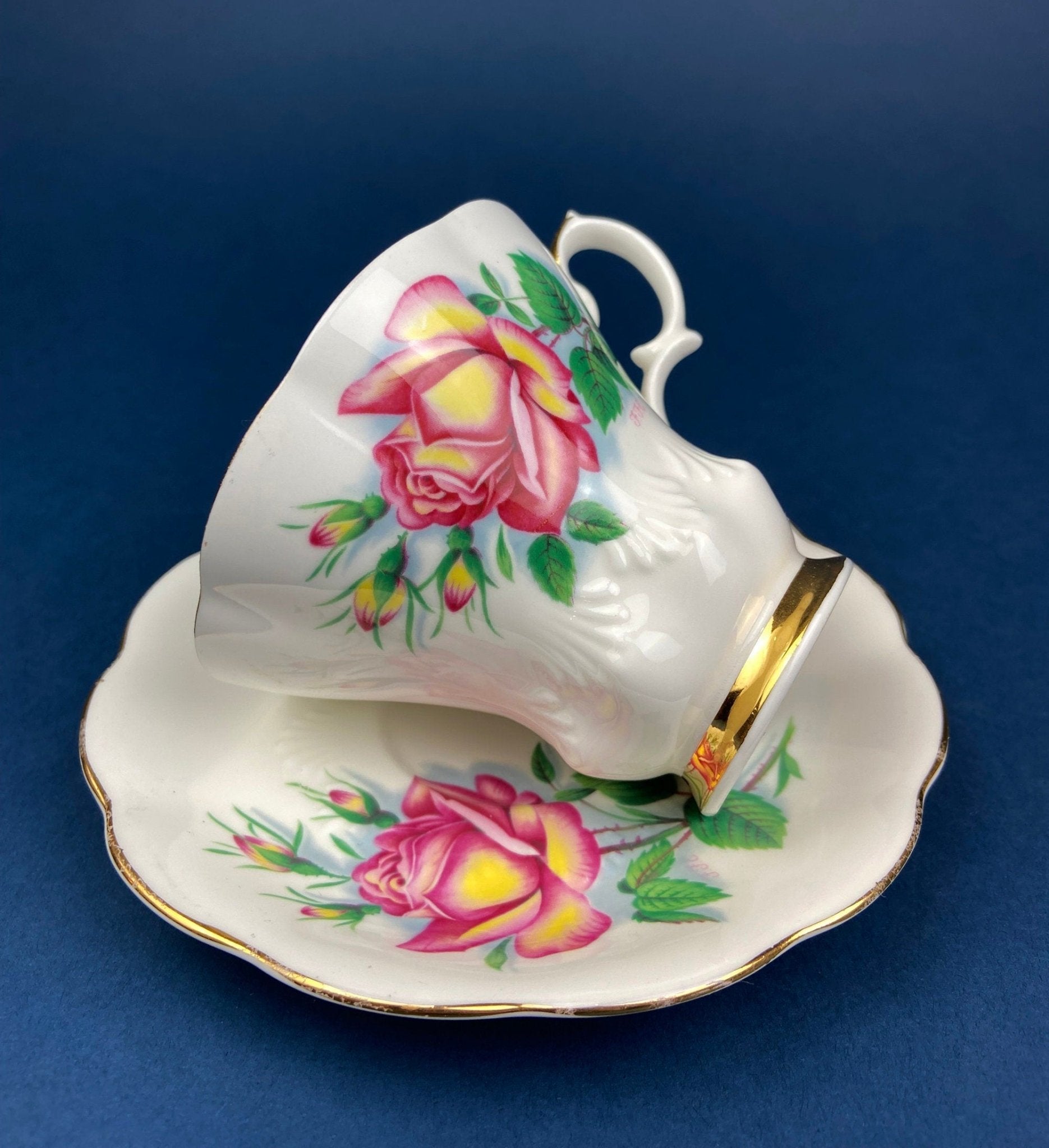 Vintage Tea/Coffee Cup and Saucer. Royal Albert Orchid Motif. Fine Bone China. Made in England. Collectibles. Replacements. - I Bought a Yard Sale